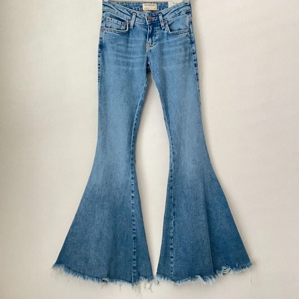 We The Free Emre Flare Frayed Hem Jeans Light Blue 24